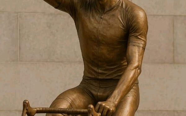 Breaking News: Een gigantisch levend bronzen beeld van Wout van Aert onthuld in België