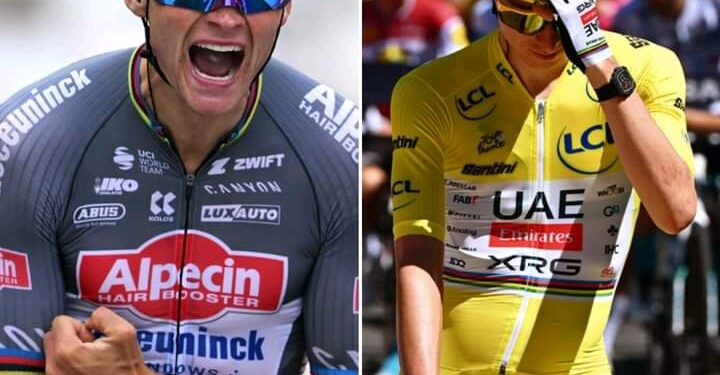 Mathieu van der Poel en Tadej Pogacar dragen dure horloges in de Tour de France: dit is de opvallende reden. 👇👇💬