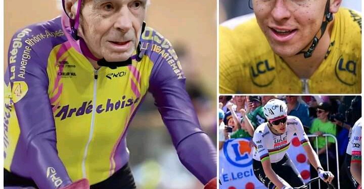 💖🚴‍♂️ 105 YEARS OLD AND THE MOMENT THAT HELD THE WORLD STILL: Robert Marchand cycles 22.5 kilometers in one hour, smashing an impossible record — What he said next brought Tadej Pogačar to tears and he admits it changed the way he looks at every race…
