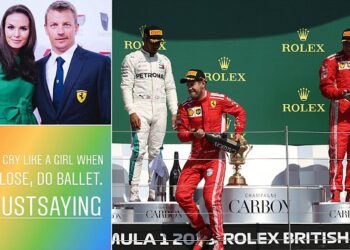 ”Jos itket kuin tyttö hävitessäsi, tanssi balettia”: Lewis Hamilton kohtaa ankaraa kritiikkiä Kimi Räikkösen vaimolta Silverstone-riidan jälkeen