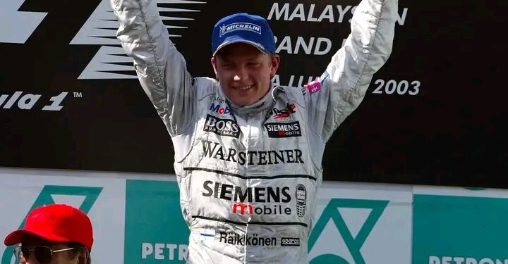 ”Tänään tulee kuluneeksi 23 vuotta urani ensimmäisestä voitosta vuoden 2003 Malesian GP:ssä McLarenin kanssa Sepangissa 🇫🇮 🏆” – Kimi Räikkönen puhuu