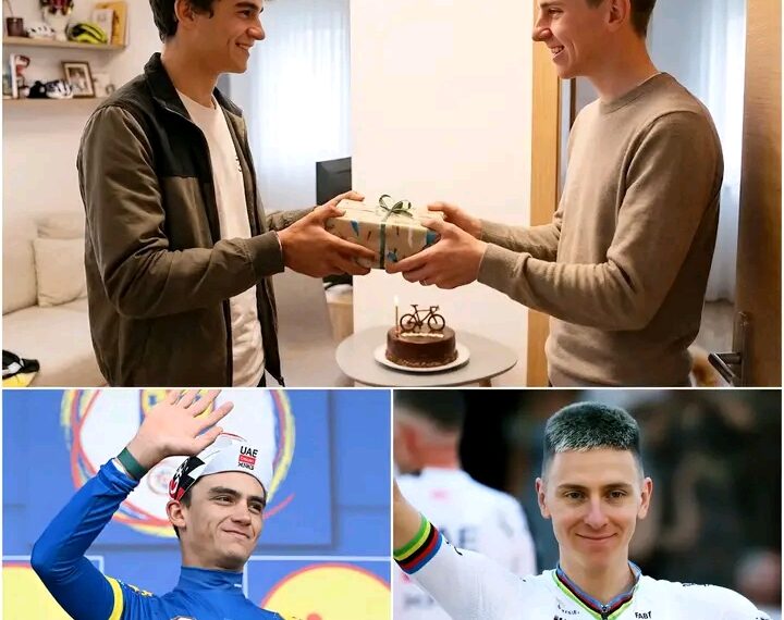 🎁🚴‍♂️ SKRITO ROJSTNODNEVNO PRESENEČENJE ZA POGAČARJA! — Isaac Del Toro je svojemu moštvenemu kolegu Tadeju Pogačarju pred njegovim rojstnim dnem tiho pripravil posebno darilo in njuno izjemno partnerstvo pri ekipi UAE spremenil v nepozaben osebni trenutek. Brez kamer, brez množic, le iskrena gesta dveh kolesarjev, katerih vez se je okrepila na najtežjih cestah.